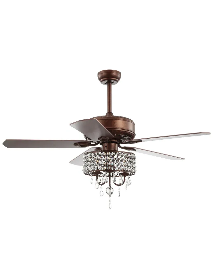 Becky 52in 3-Light Crystal LED Chandelier Fan with Remote - Black image