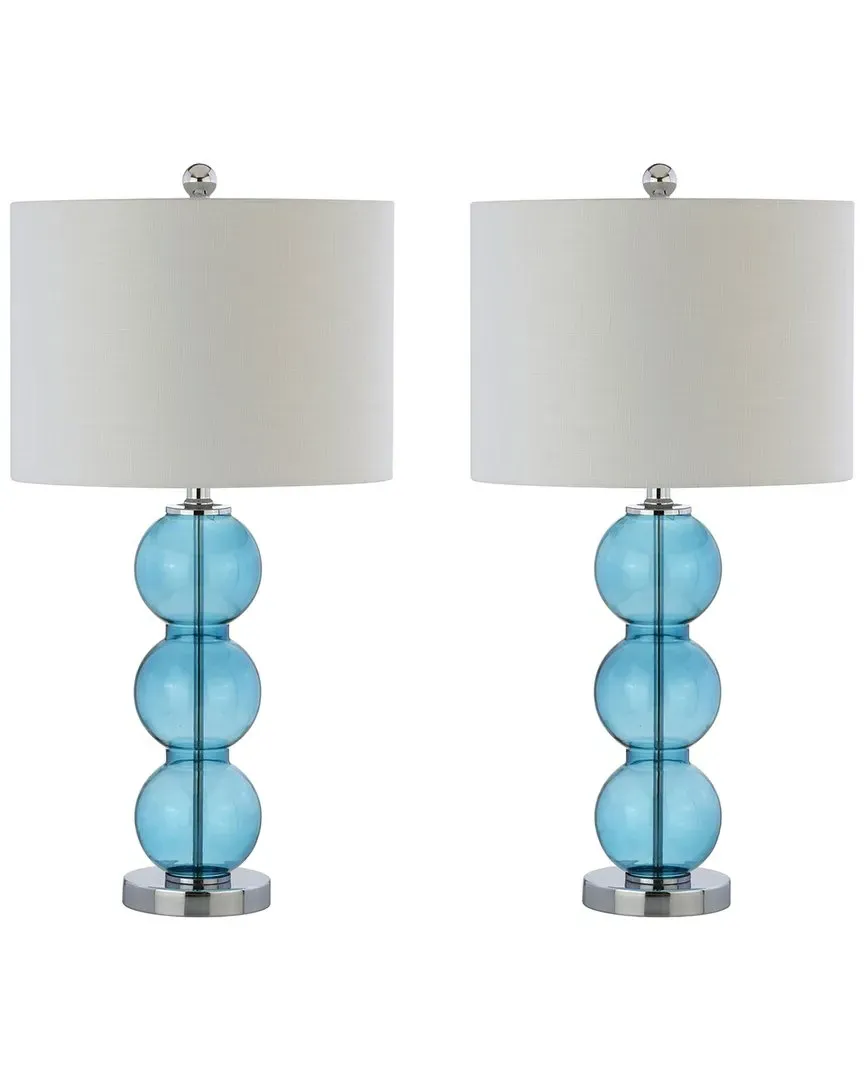 Bella Triple-Sphere Table Lamps Set of 2 - Sky Blue, Glass