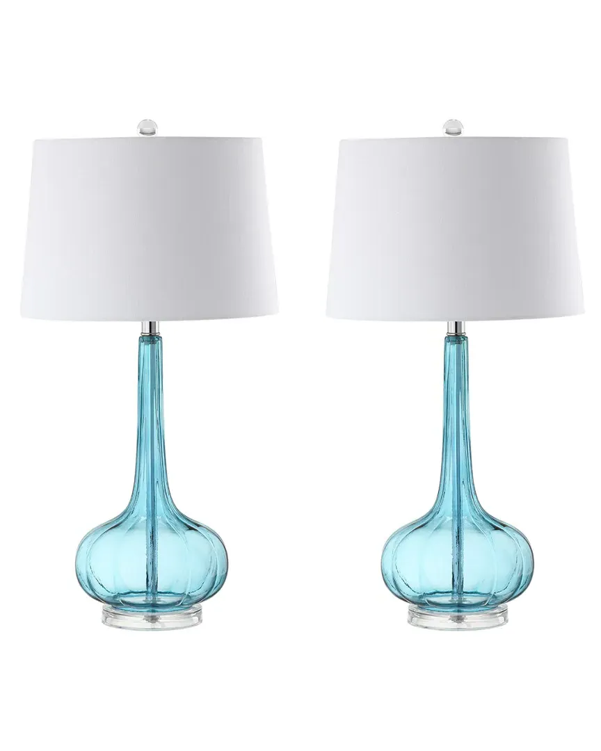 Bette Set of 2 Teardrop Table Lamps - Aqua, Glass
