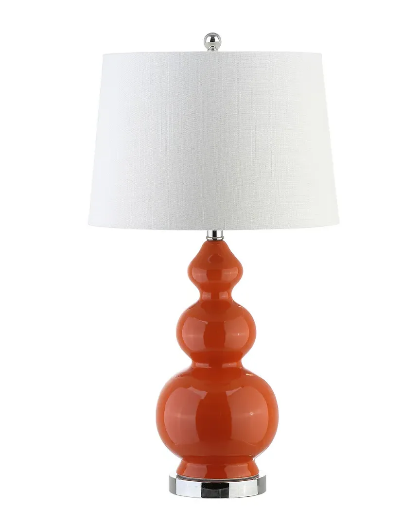 Bowen Triple-Gourd Ceramic Table Lamp with LED - Coral image