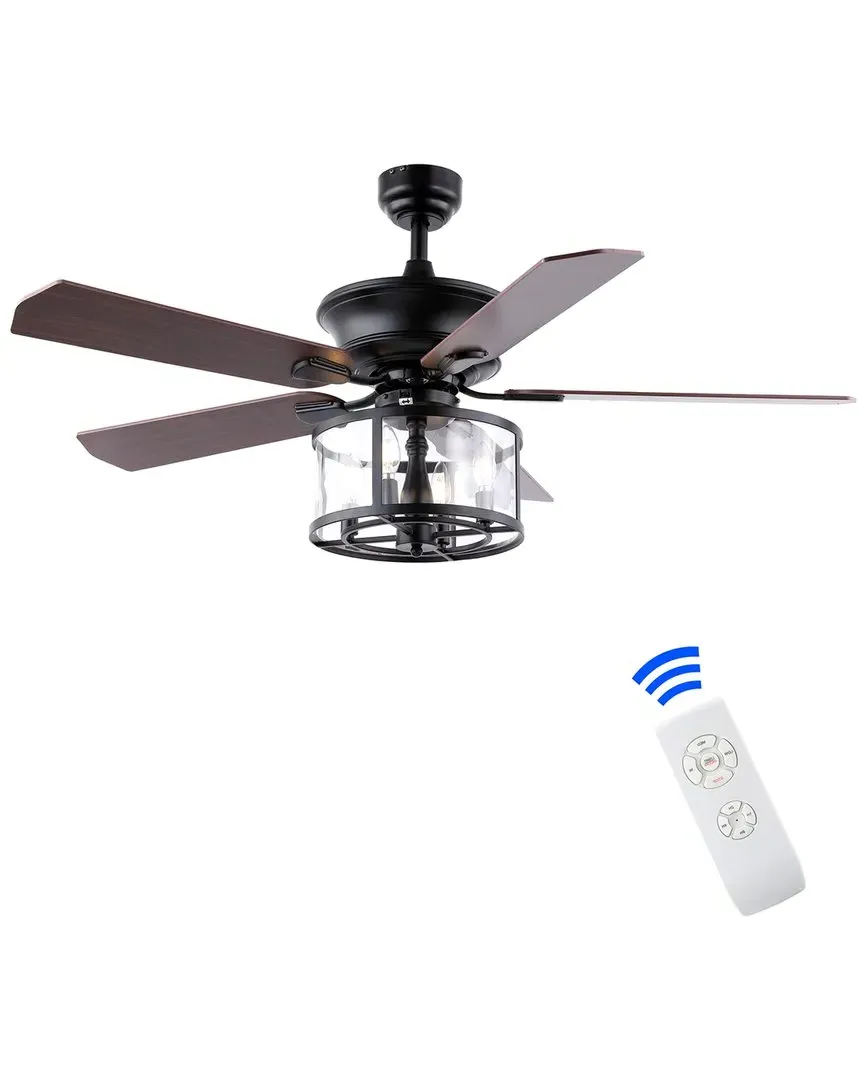 Braxton 52in Drum Shade LED Ceiling Fan with Remote - Black