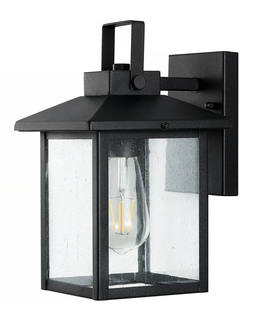 Bungalow LED Outdoor Lantern - Black, Seeded Glass