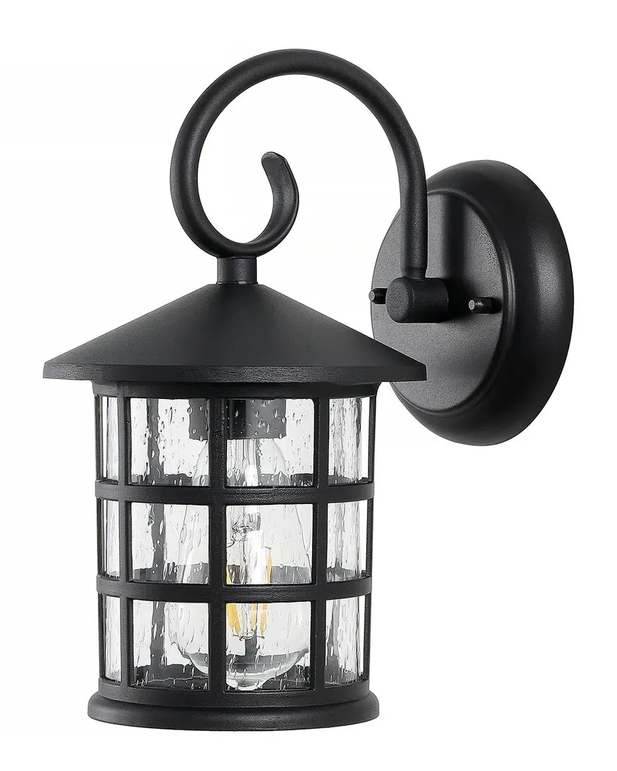 Cadiz LED Outdoor Lantern - Black, Seeded Glass