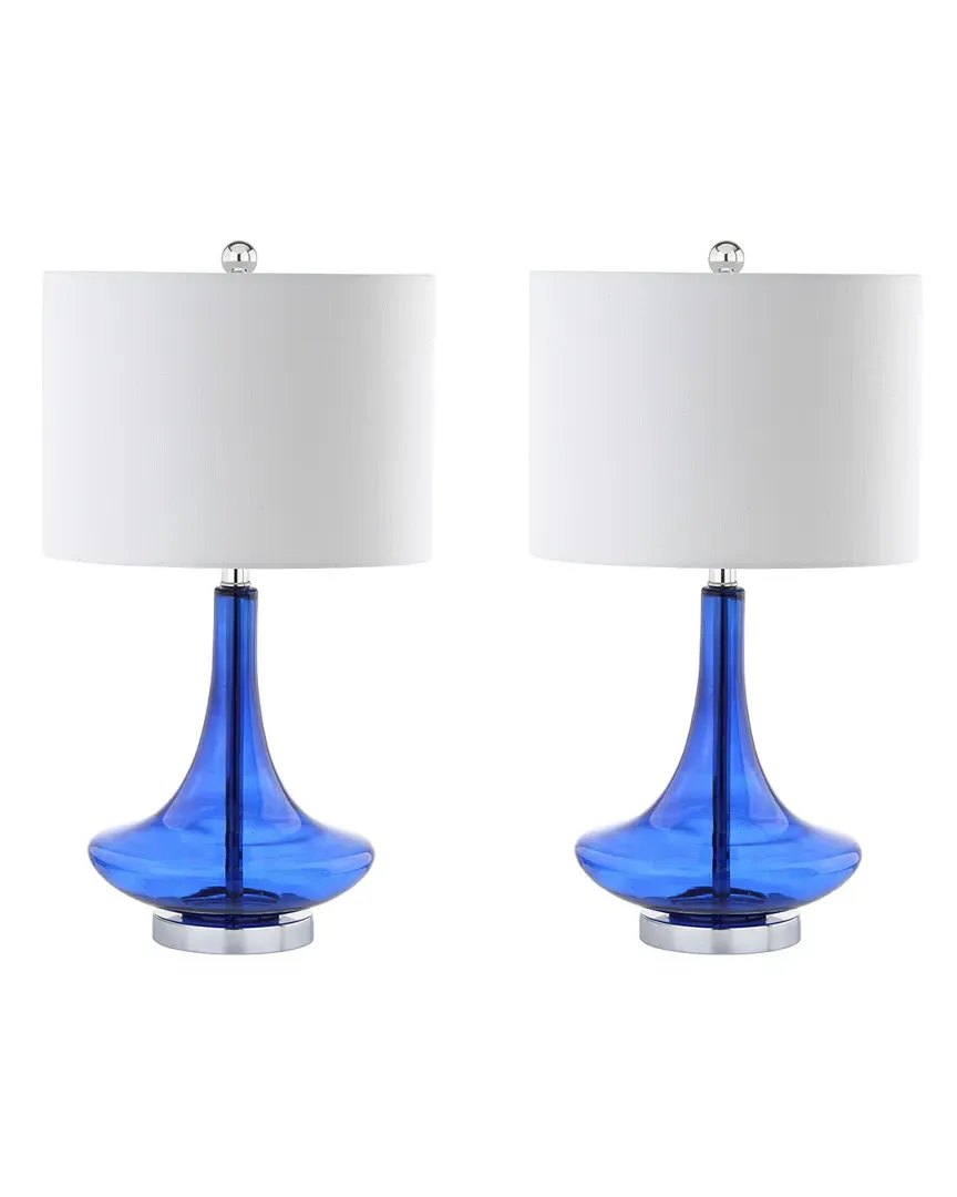 Cecile Set of 2 Teardrop Table Lamps - Chrome, Glass