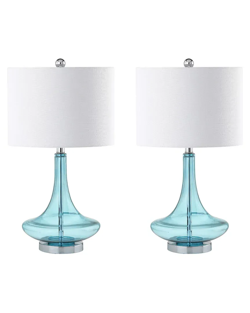Cecile Set of 2 Teardrop Table Lamps - Chrome, Glass