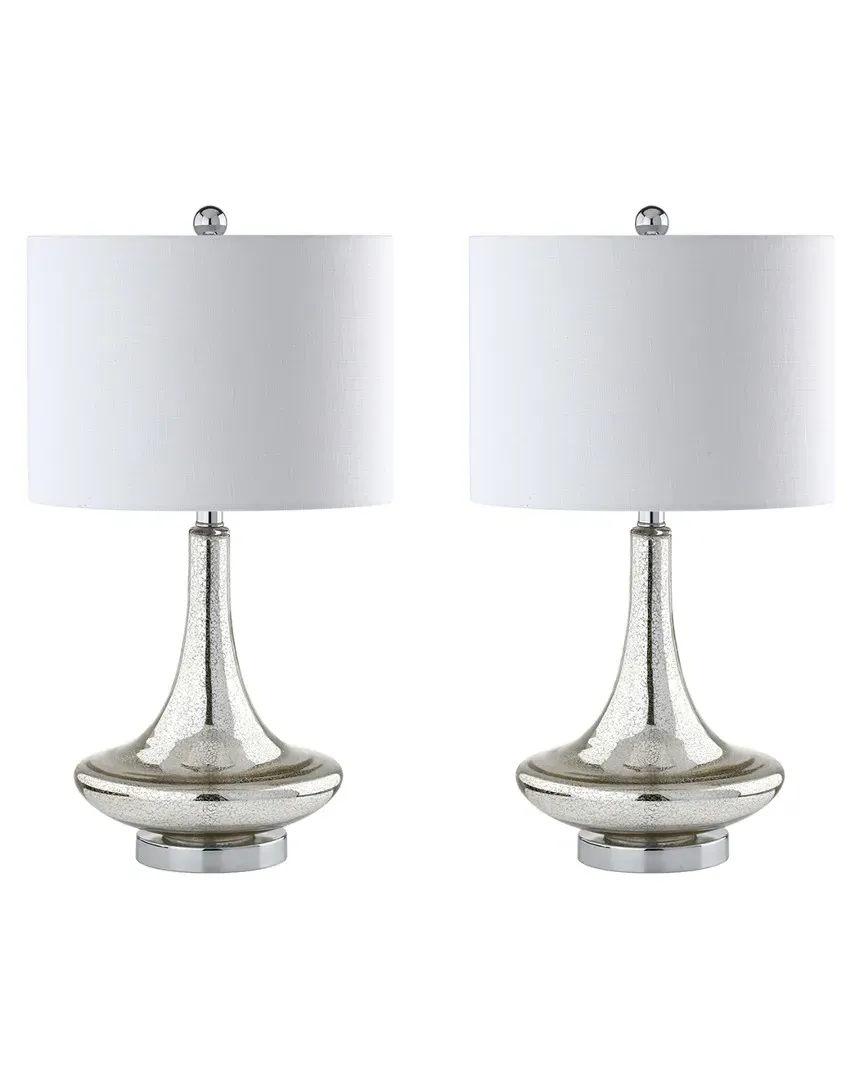 Cecile Set of 2 Teardrop Table Lamps - Chrome, Glass