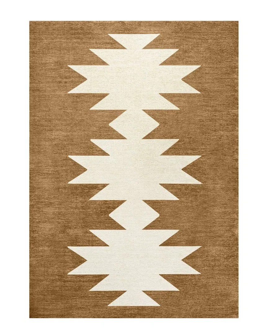 Chayton Geometric Machine-Washable Rug - Rust, Polypropylene