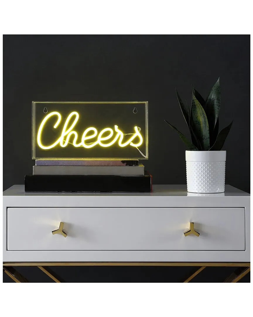 Cheers Acrylic Box USB LED Neon Light - Yellow