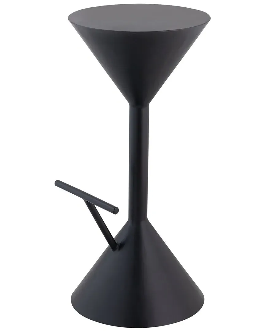 Chronos Hourglass Backless Bar Stool with Foot Rest - Black, Metal image