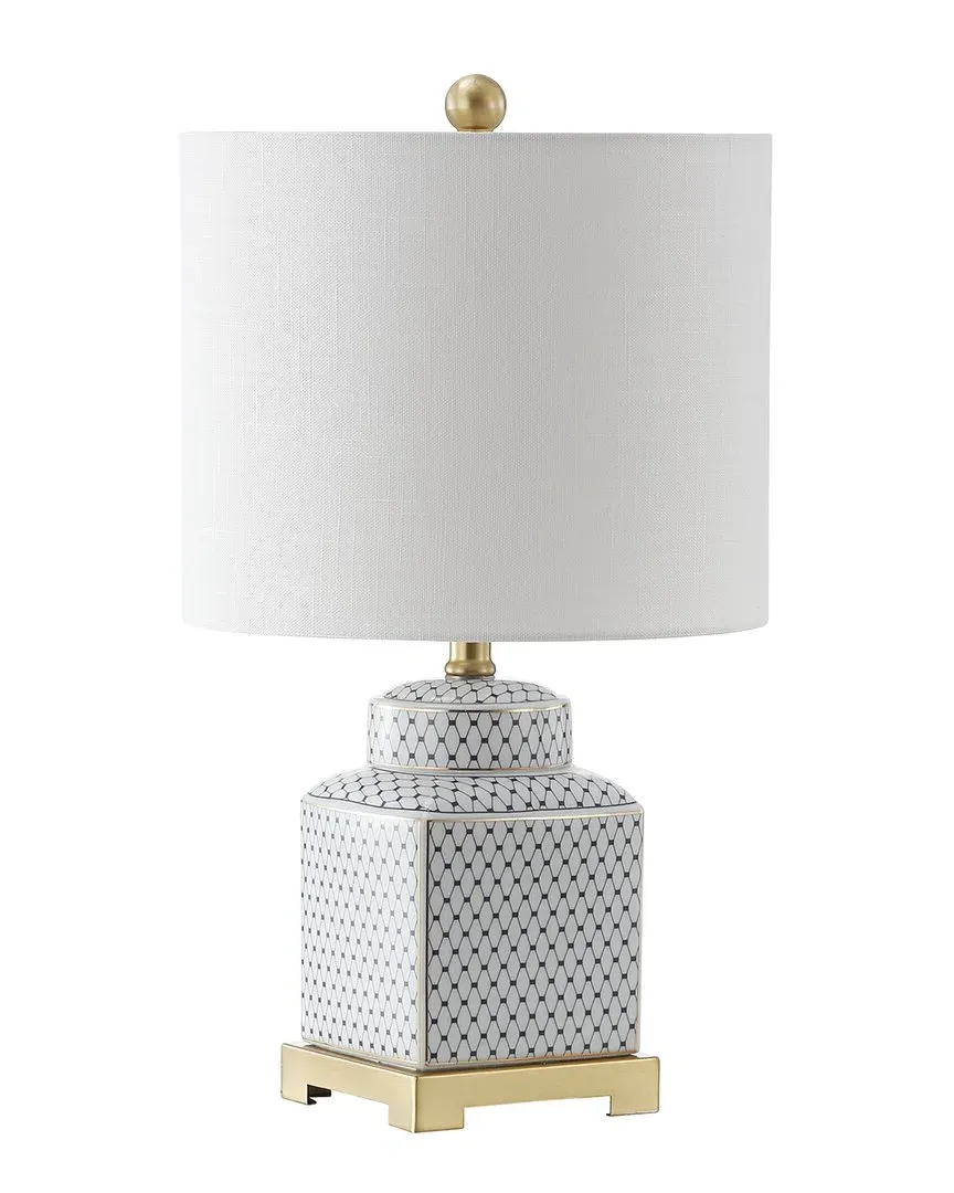 Cleo Ginger Jar LED Table Lamp - White, Navy image