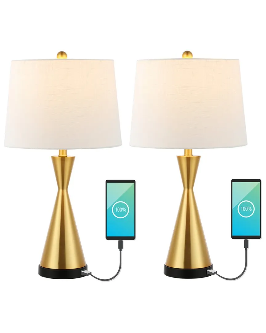 Colton 26In Set of 2 Table Lamp with USB Port - Gold, Iron