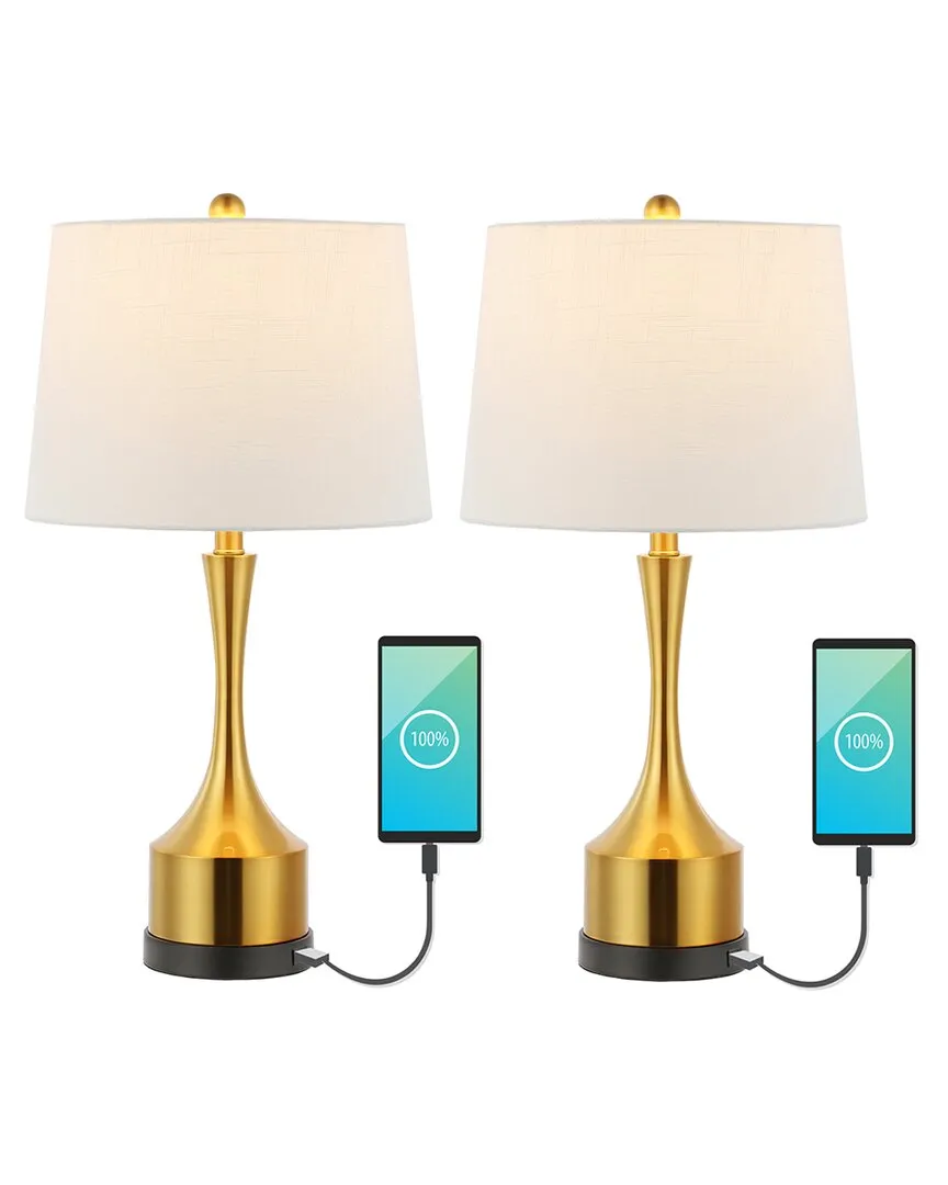 Cooper 26In Set of 2 Table Lamp with USB Charging - Gold, Iron