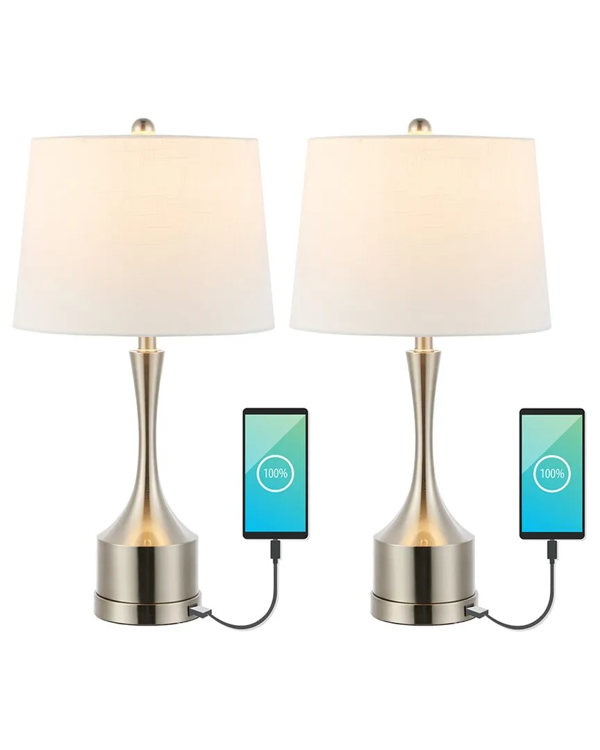 Cooper 26In Set of 2 Table Lamp with USB Charging - Nickel, Iron