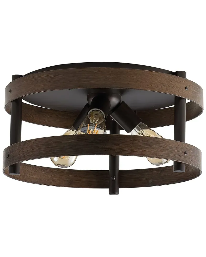 Cooper Flush Mount Ceiling Light - Dark Brown Wood, Bronze image
