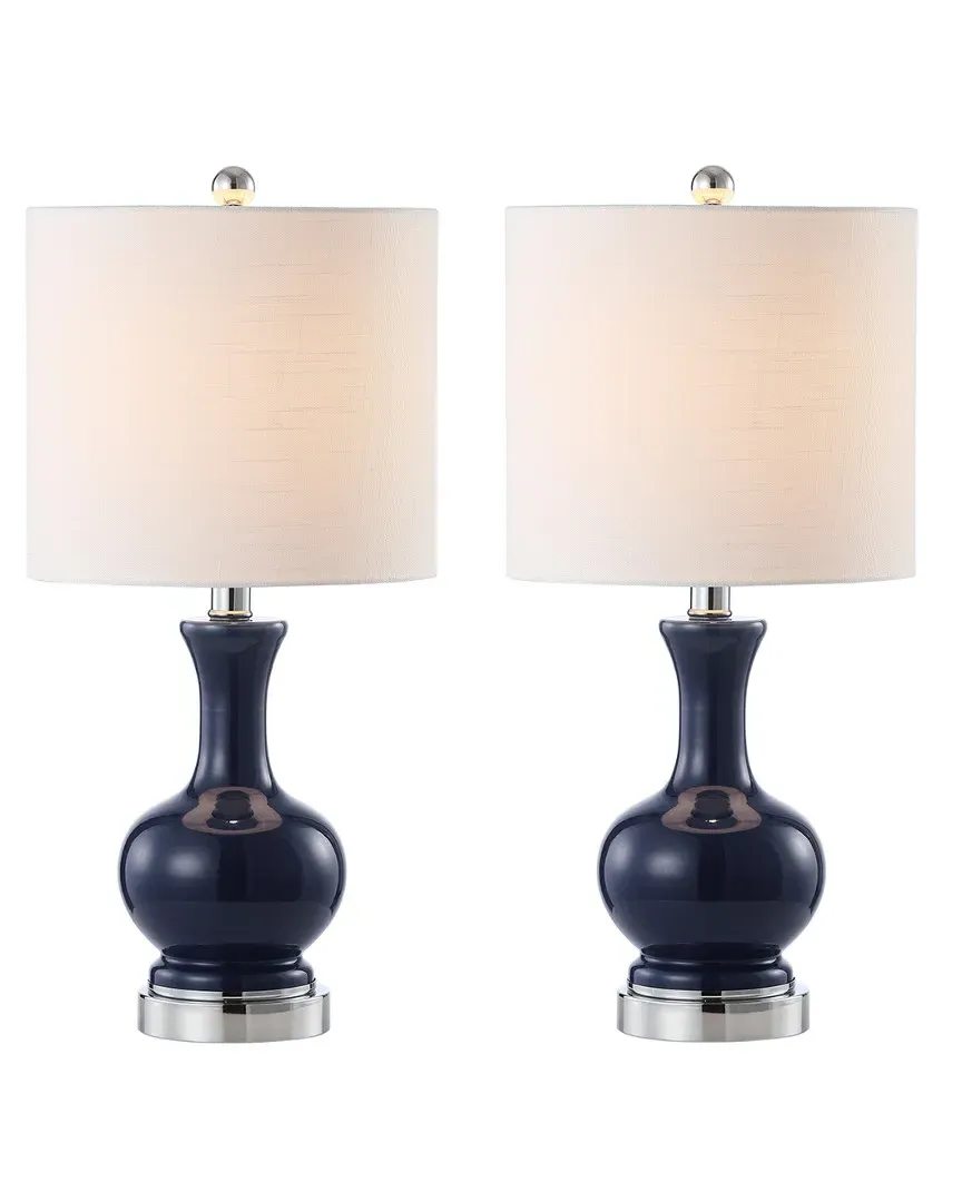 Cox 22in Metal Glass LED Table Lamp - Navy, Chrome