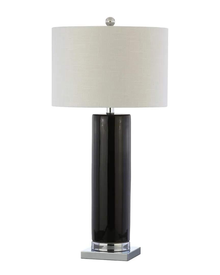 Dallas Column Table Lamp with Drum Shade - Black, Ceramic image