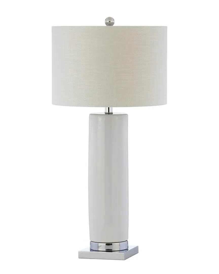 Dallas Column Table Lamp with Drum Shade - White, Ceramic