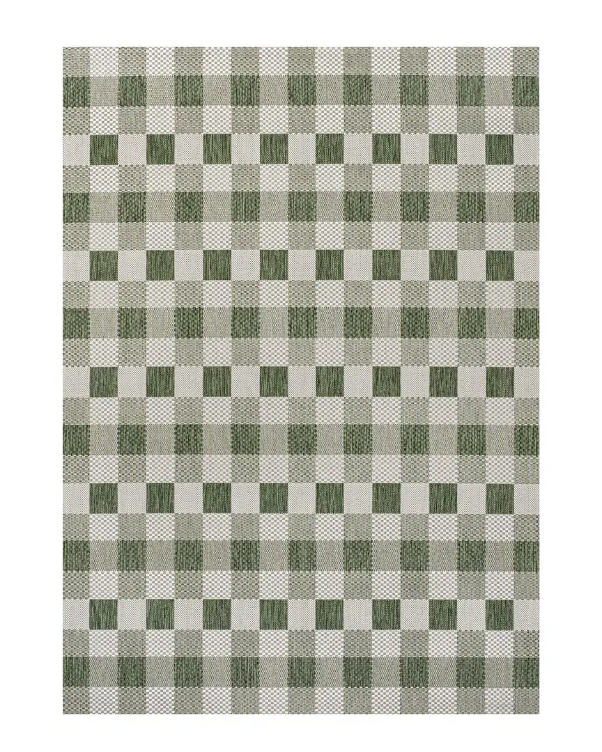Darcy Geometric Gingham Indoor/Outdoor Area Rug - Green image