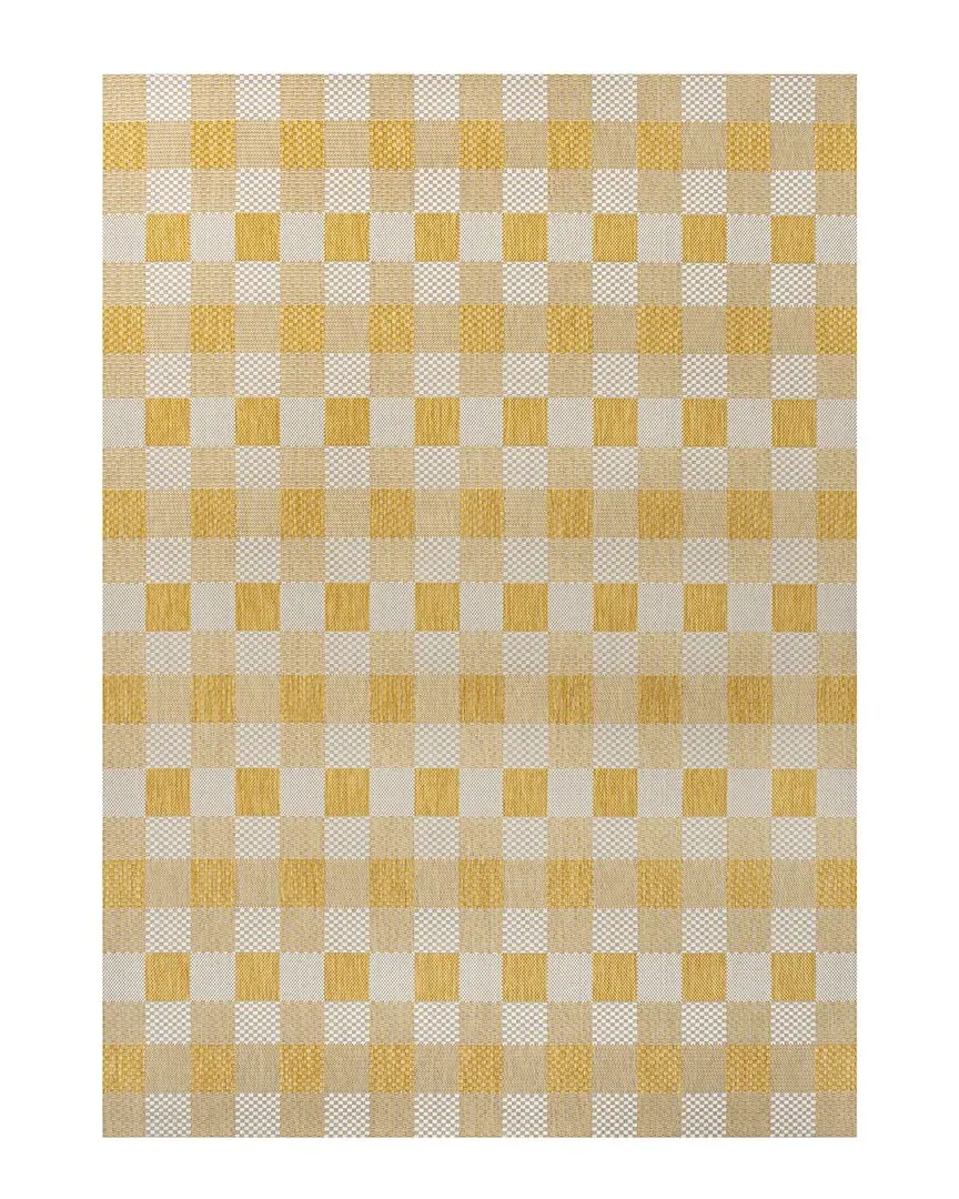 Darcy Geometric Gingham Indoor/Outdoor Area Rug - Yellow