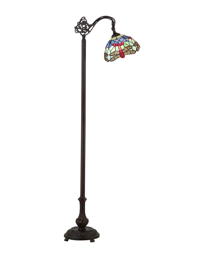 Dragonfly Tiffany-Style 60in Arched LED Floor Lamp - Bronze image