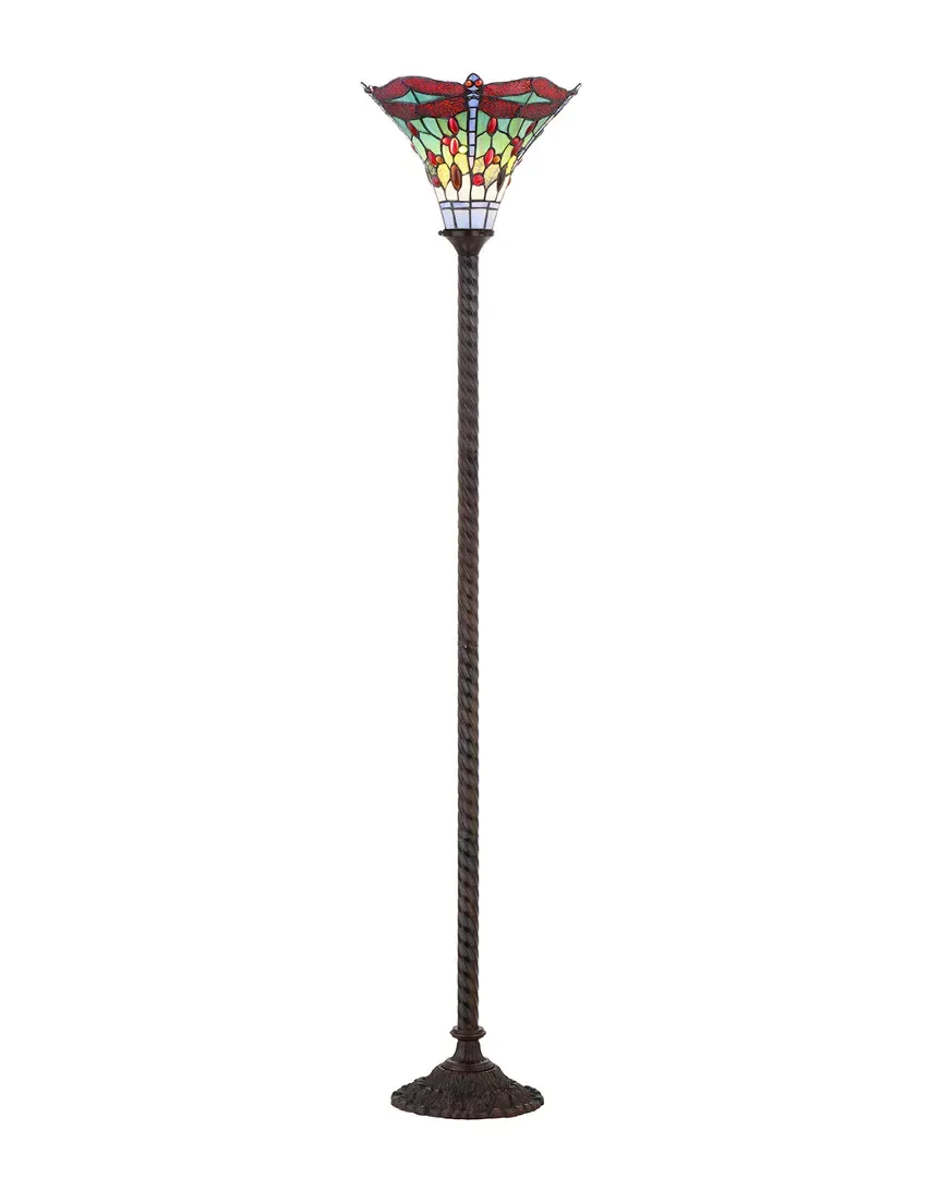 Dragonfly Tiffany-Style 71in Torchiere Floor Lamp - Seashell