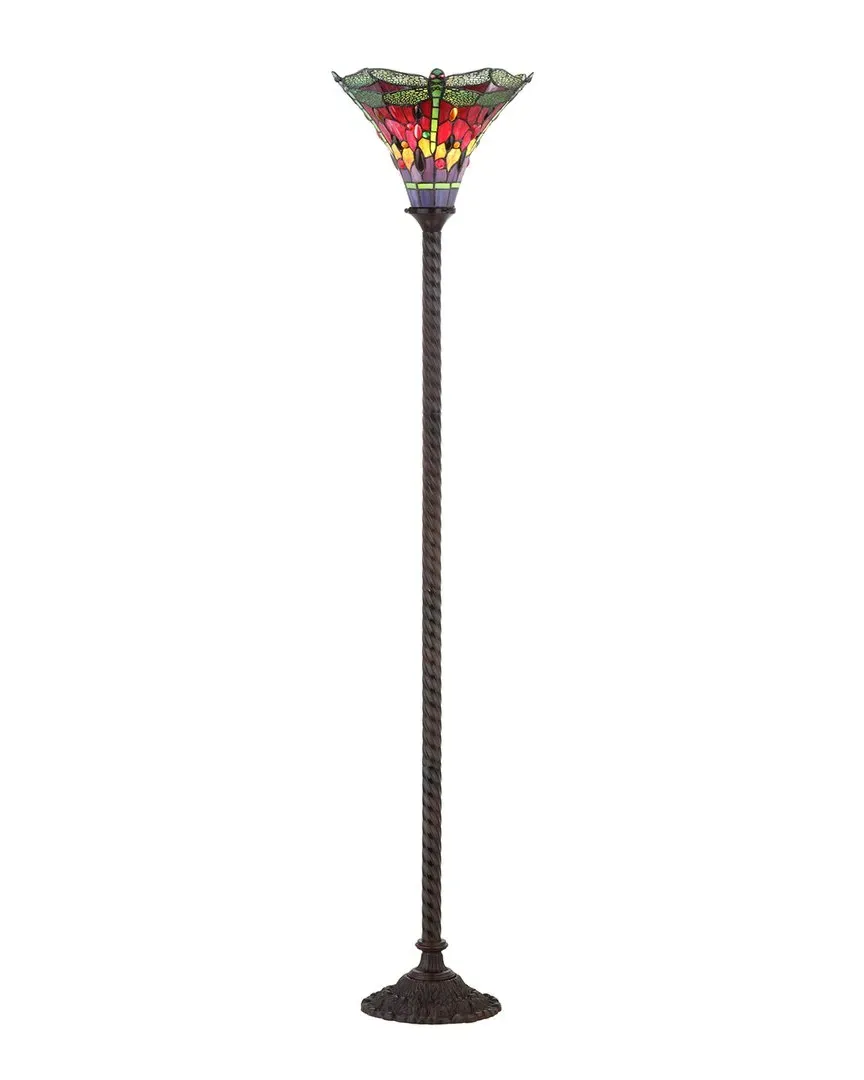 Dragonfly Tiffany-Style 71in Torchiere Floor Lamp - Seashell