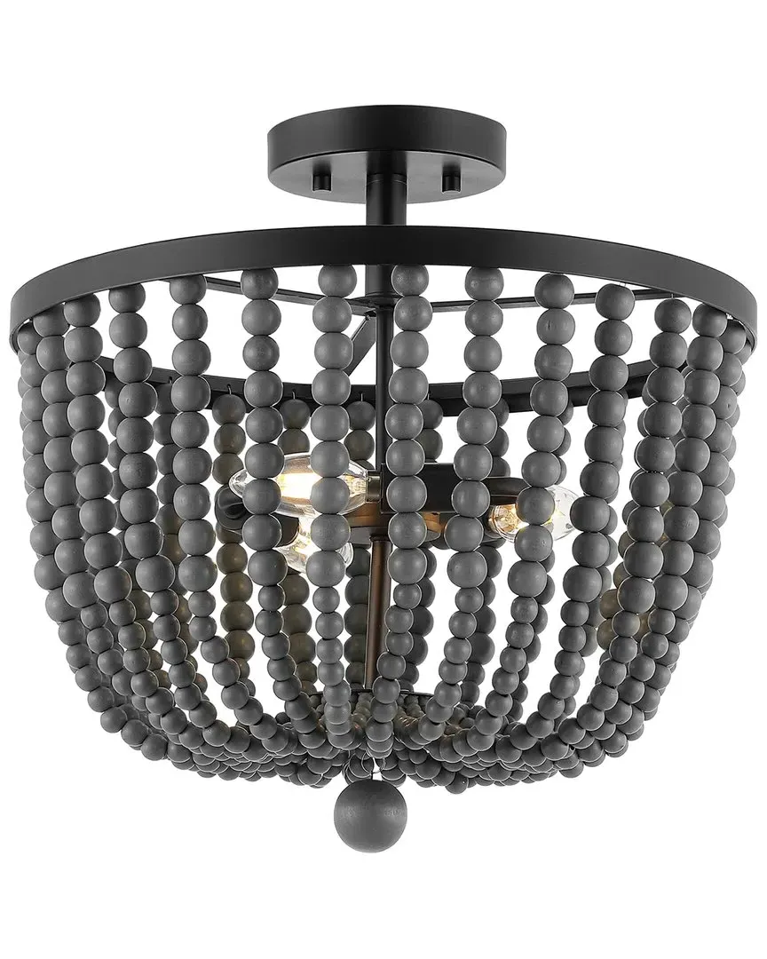 Drift Wood Bead 16in 3-Light Semi Flush Mount - Gray image