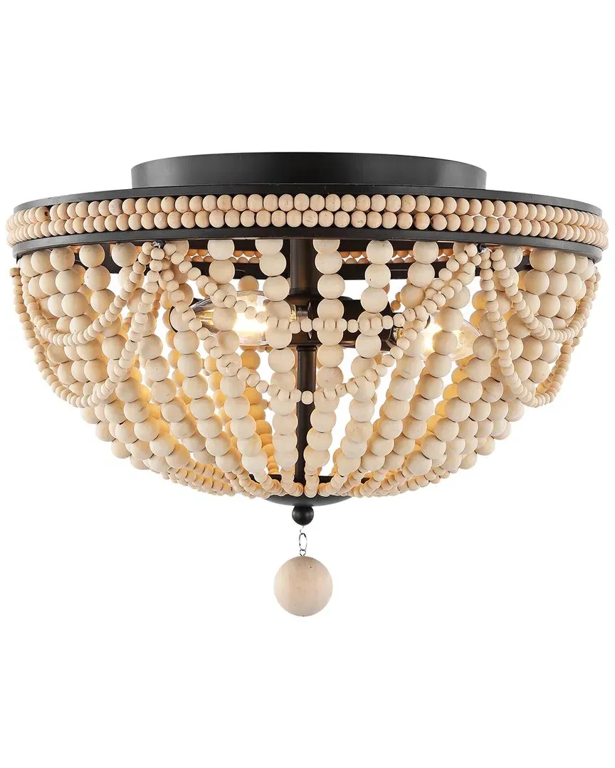 Dune Wood Bead 15.25in 3-Light Semi Flush Mount - Bronze
