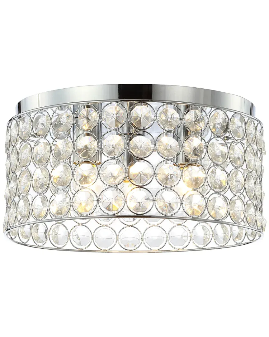 Ellen 15in 3-Light Crystal Metal LED Flush Mount - Chrome