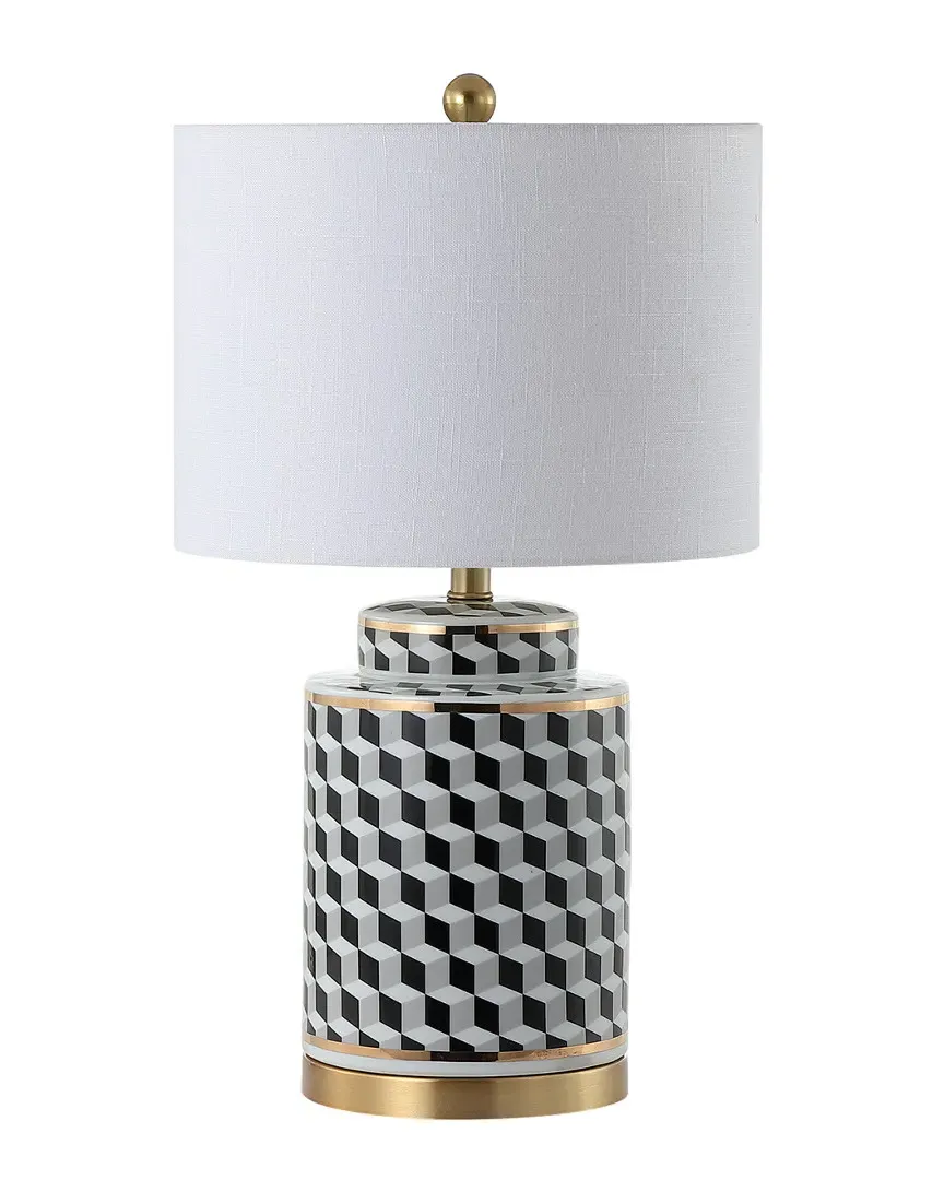 Ellie 24.5in Tumbling Block Ceramic LED Table Lamp - Black image