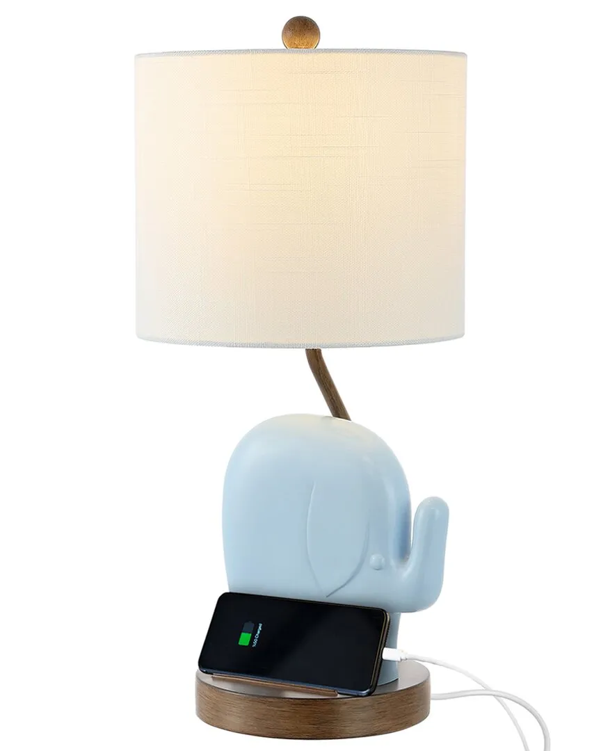 Ellie Elephant LED Table Lamp with USB Port - Blue