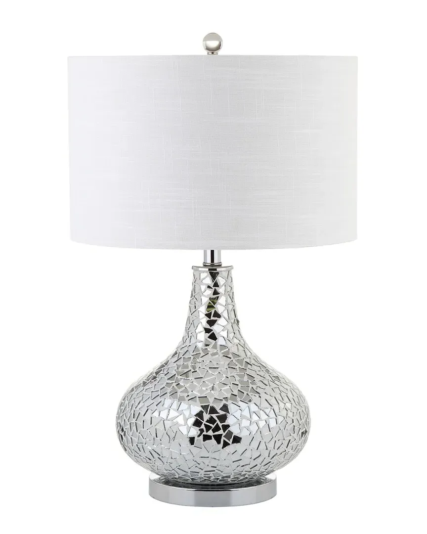 Emilia 26in Mirrored Mosaic LED Table Lamp - Silver
