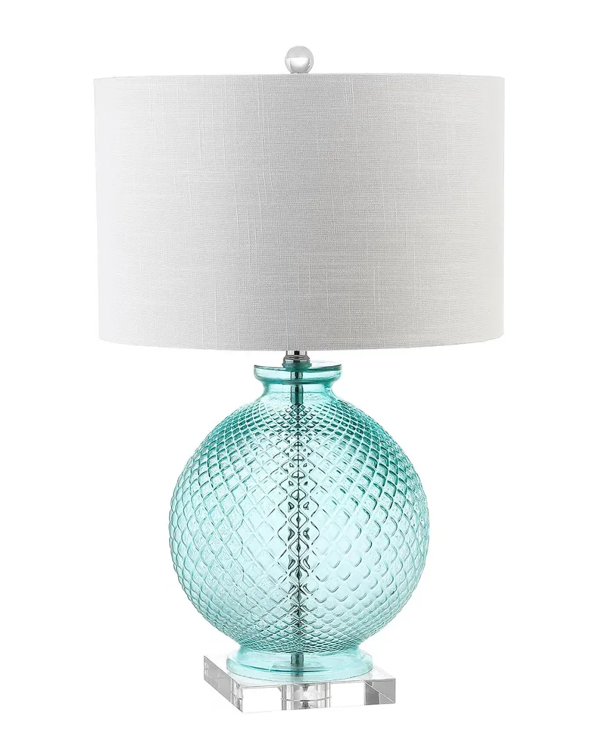 Estelle 26in Glass and Crystal LED Table Lamp - Aqua