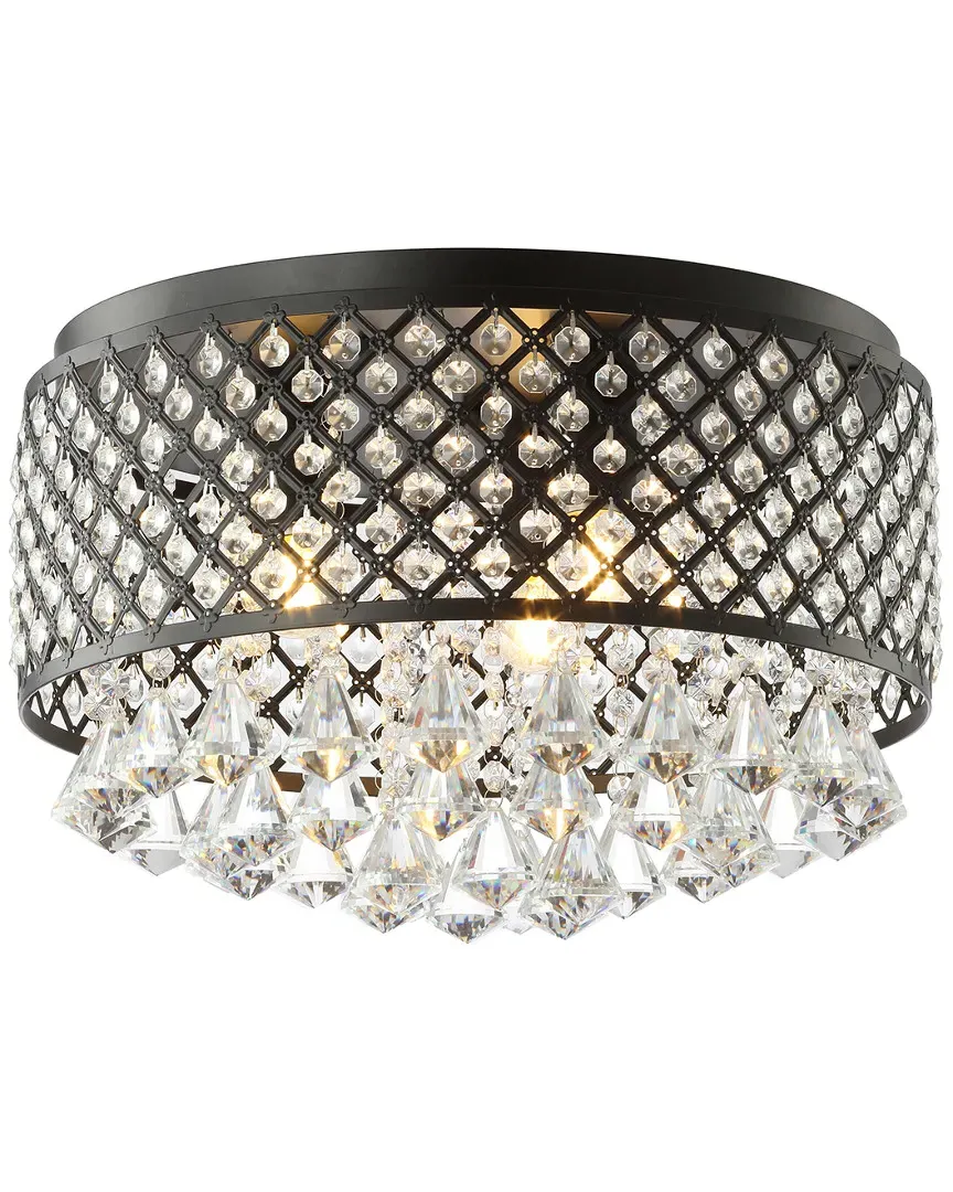 Evelyn 3-Light Crystal Drops LED Flush Mount - Black