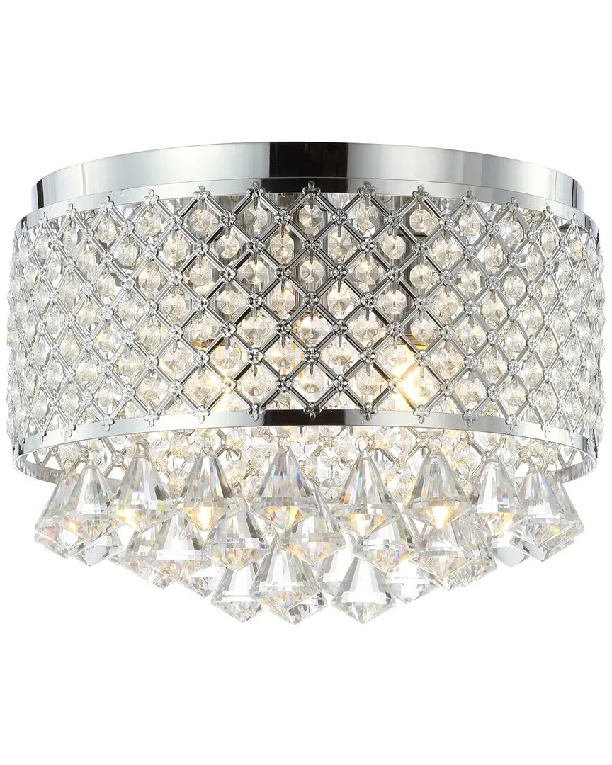 Evelyn 3-Light Crystal Drops LED Flush Mount - Chrome