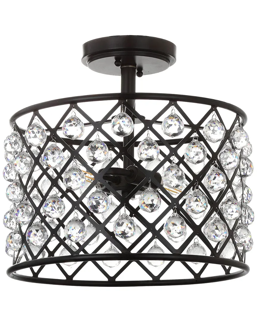 Gabrielle 13in Crystal Metal LED Semi-Flush Mount - Bronze image