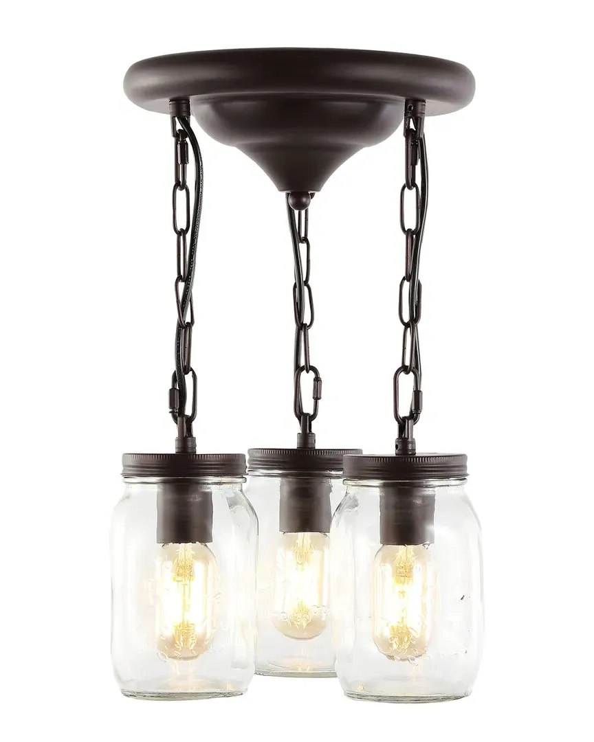 Gaines 3-Light Mason Jar Semi Flush Mount - Bronze, Glass image