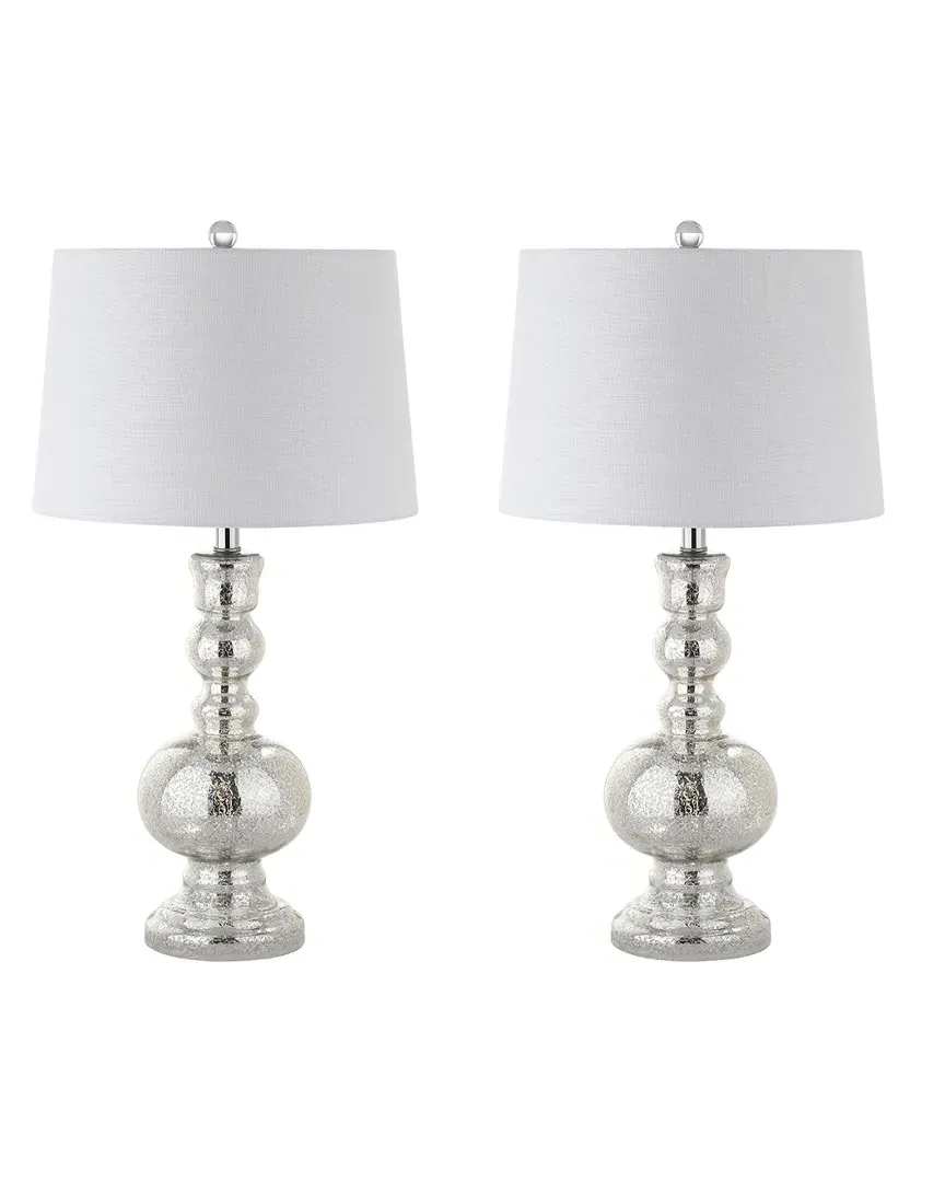 Genie Set of 2 Table Lamps - Mercury Silver, Glass