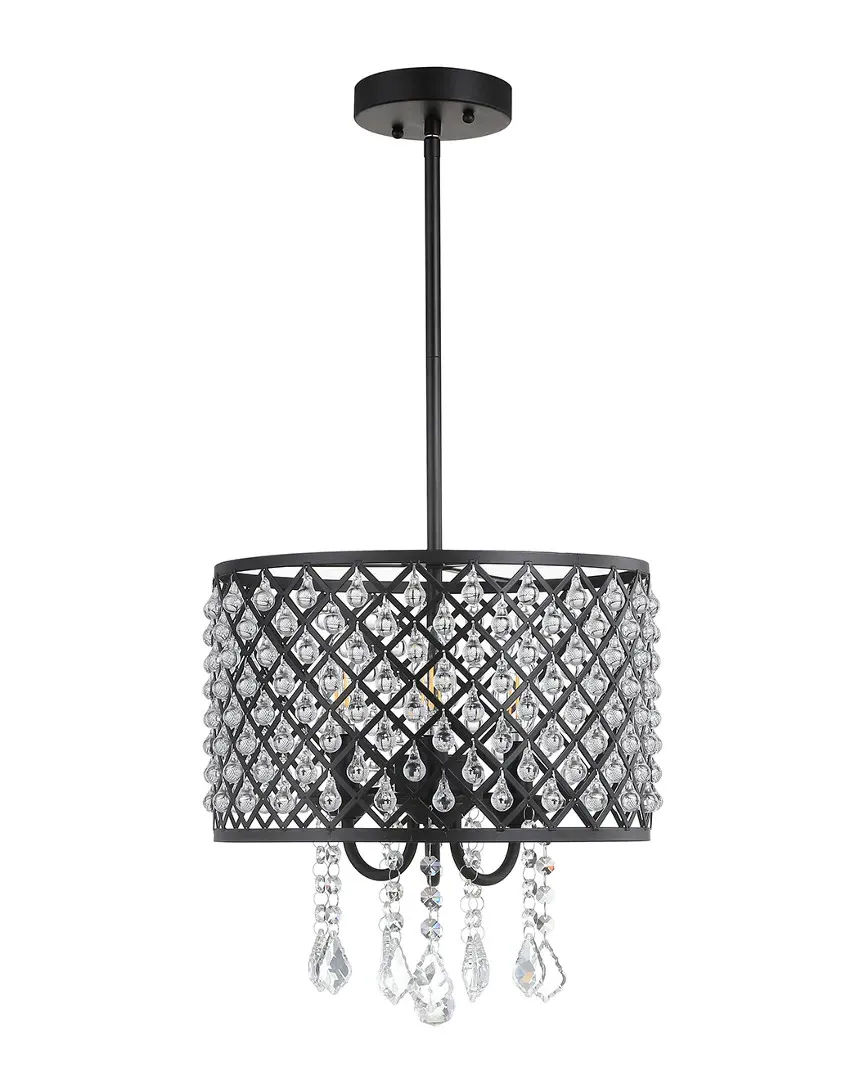 Gigi 13in Metal Crystal Adjustable LED Drop Pendant - Black image