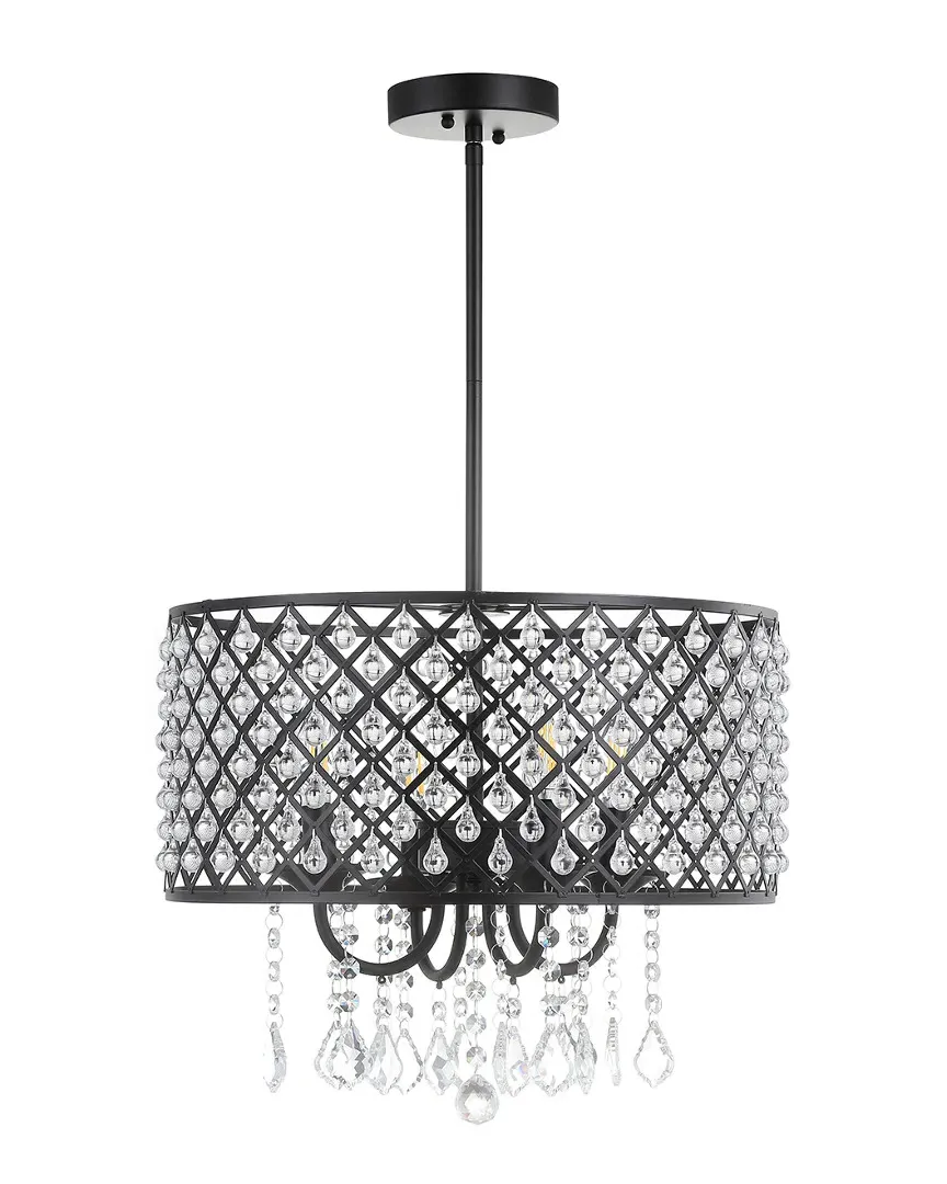 Gigi 17in Metal Crystal Adjustable LED Drop Pendant - Black