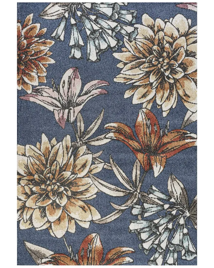 Giglio Botanical Flower Rug - Blue, Polypropylene image