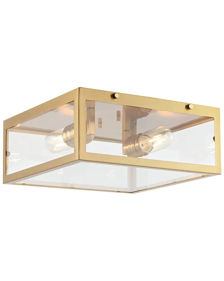 Grayson 12in 2-Light LED Flush Mount - Brass, Glass