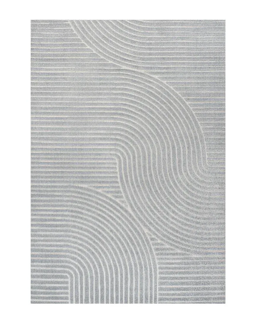 Hallie High-Low Geometric Indoor/Outdoor Area Rug - Blue, Polypropylene