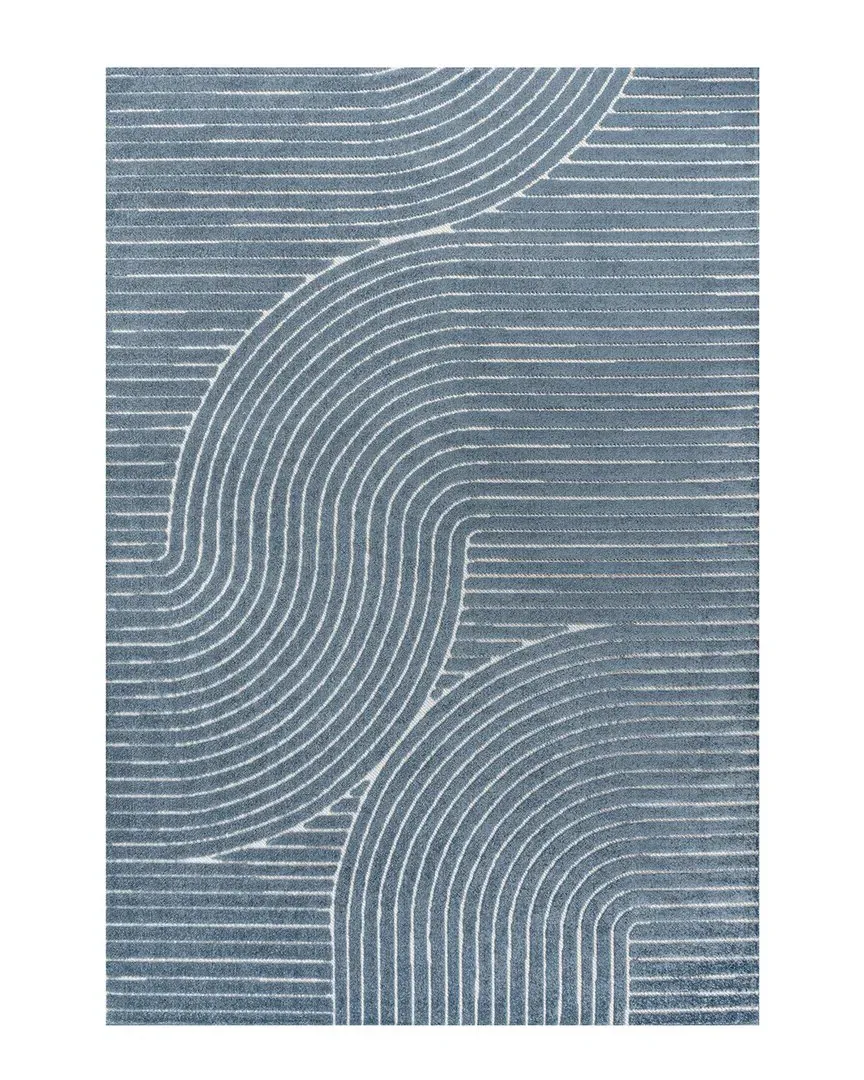 Hallie High-Low Geometric Indoor/Outdoor Area Rug - Blue, Polypropylene image