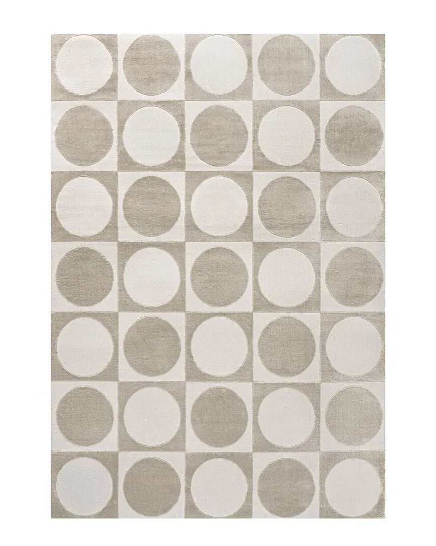 Helena Geometric Circles Area Rug - Beige, Polyester image