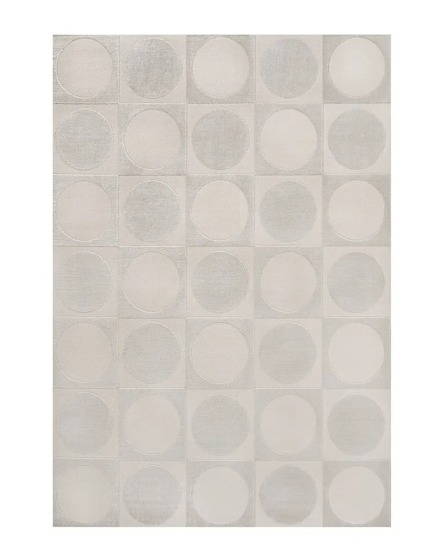 Helena Geometric Circles Area Rug - White, Polyester