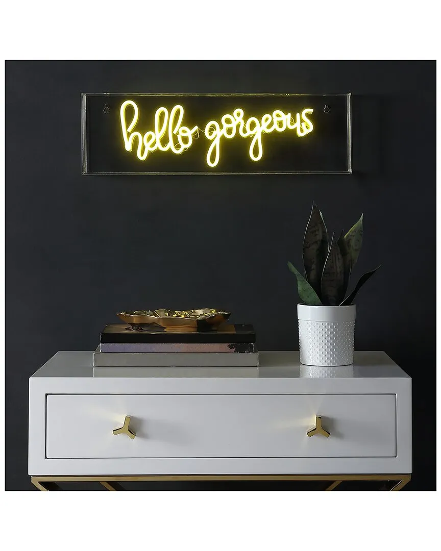 Hello Gorgeous Acrylic Box USB LED Neon Light - Yellow