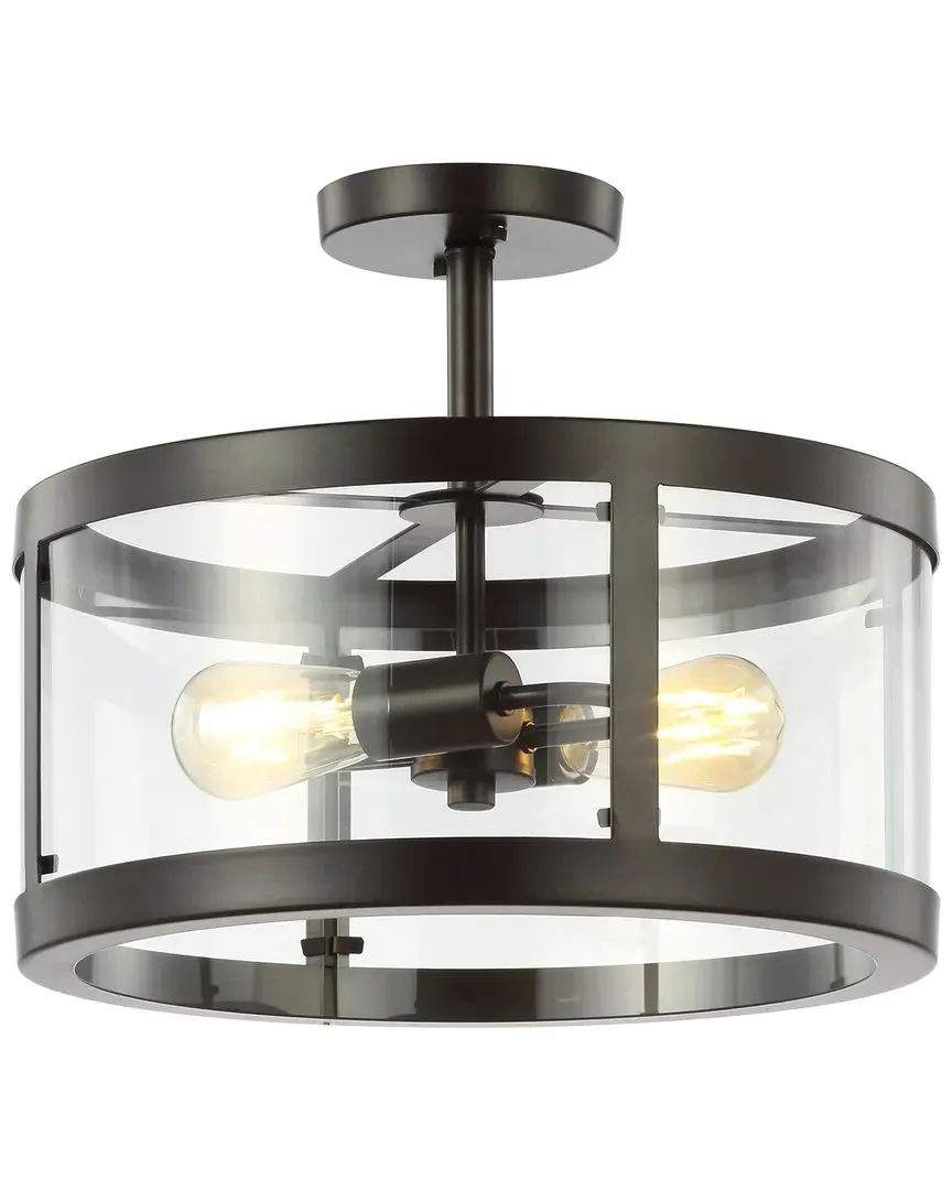 Herndon 2-Light 15in LED Flush Mount - Bronze, Clear Glass image