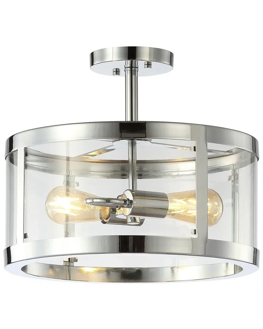 Herndon 2-Light 15in LED Flush Mount - Chrome, Clear Glass