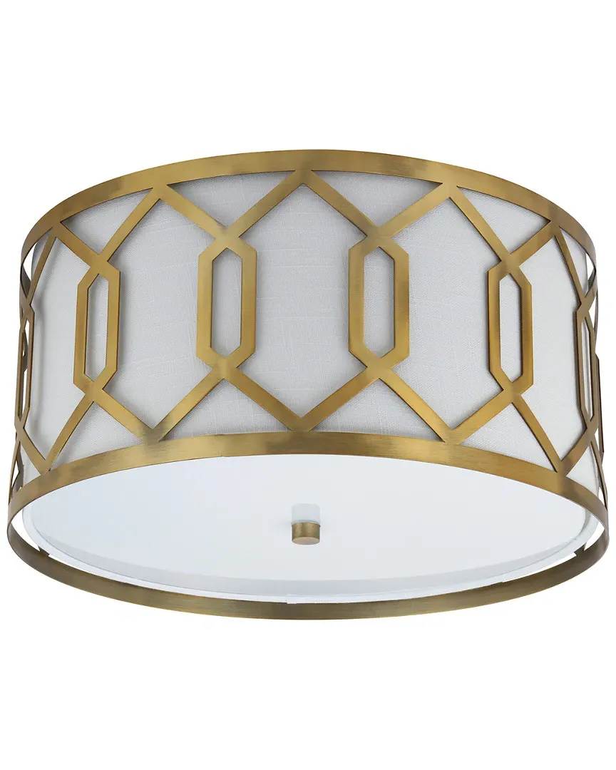 Hex 3-Light Flush Mount Ceiling Light - Brass Gold, Metal image